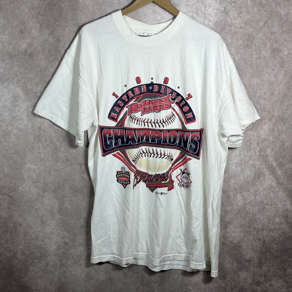 Vintage 1997 National League Eastern Division Champions Shirt Men XL White Delta